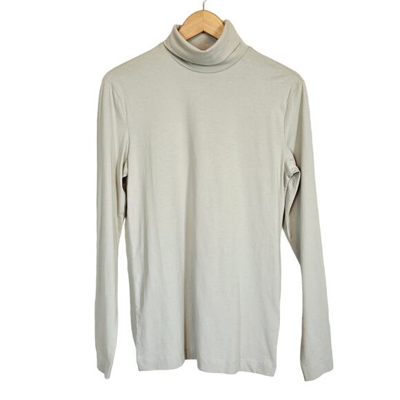 H&M Beige Turtleneck Long Sleeve T Shirt Men's Small Neutral Casual Plain - Picture 1 of 9